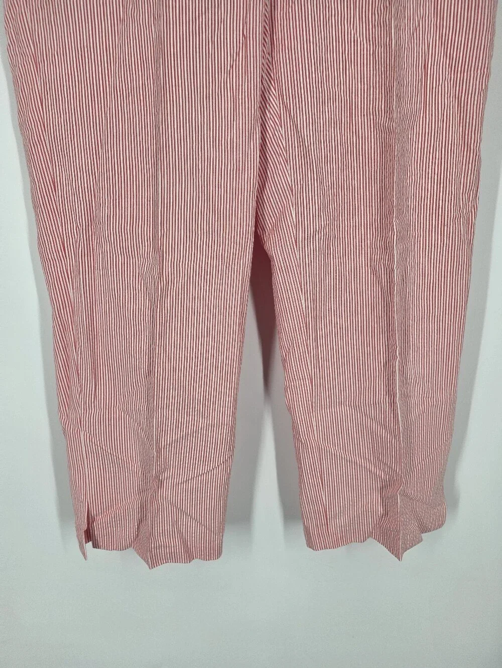 Evan-Picone Red White Striped Seersucker Cropped Pants Women 10